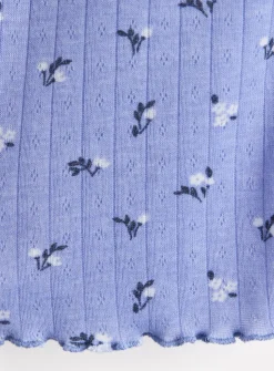 Blue Floral Pointelle Pyjama Set 7-8 years