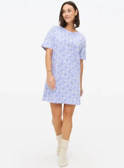 Blue Floral Print Nightdress M