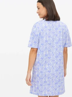 Blue Floral Print Nightdress M