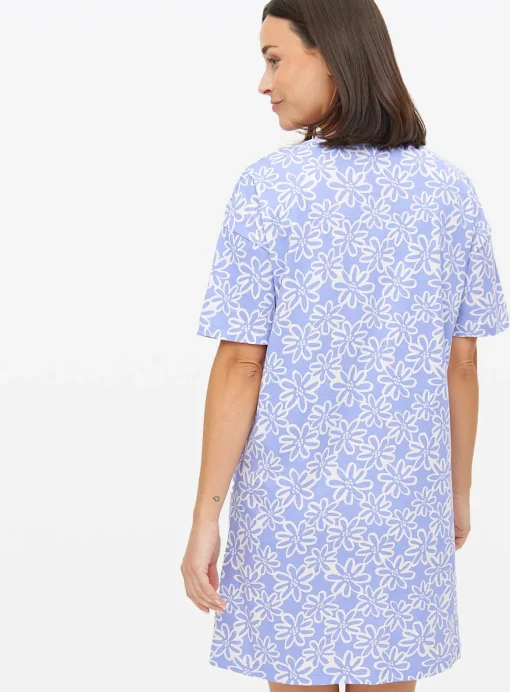 Blue Floral Print Nightdress M