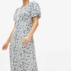 Blue Floral Print Tea Midaxi Dress 14