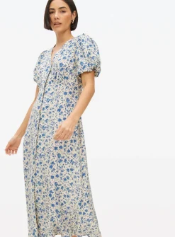 Blue Floral Print Tea Midaxi Dress 14