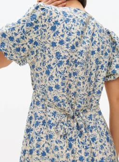 Blue Floral Print Tea Midaxi Dress 14