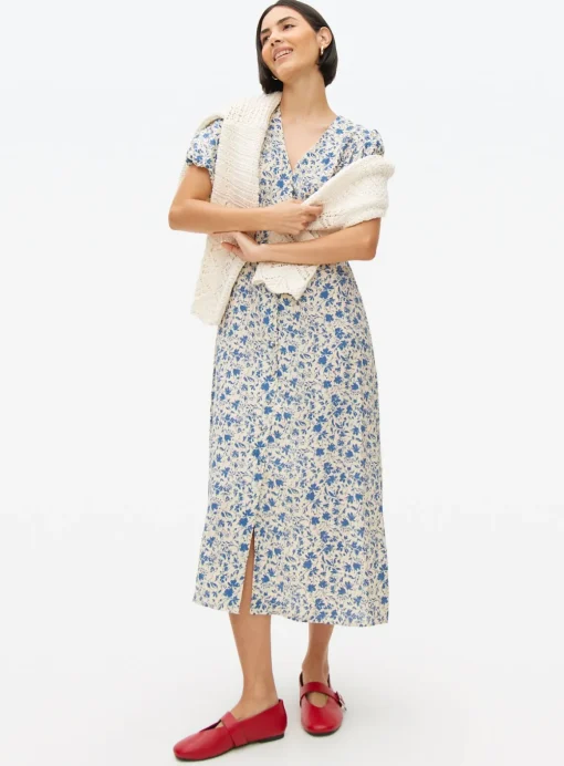 Blue Floral Print Tea Midaxi Dress 14
