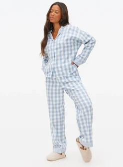 Blue Gingham Pyjama Bottoms 12