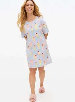 Blue Ice Cream Printed Nightdress XL