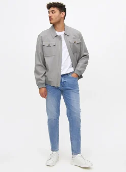 Blue Mid-Wash Tapered Jeans 34S