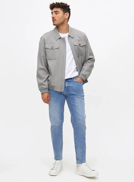 Blue Mid-Wash Tapered Jeans 34S