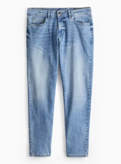 Blue Mid-Wash Tapered Jeans 34S