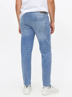 Blue Mid-Wash Tapered Jeans 34S