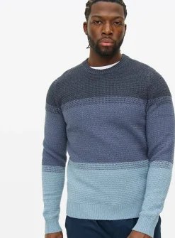 Blue Ombre Crew Neck Jumper XXL