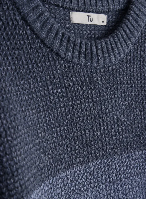 Blue Ombre Crew Neck Jumper XXL