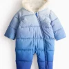 Blue Ombre Fleece Lined Padded Snowsuit 6-9 months