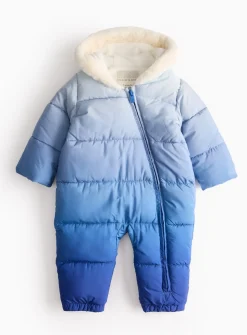Blue Ombre Fleece Lined Padded Snowsuit 6-9 months