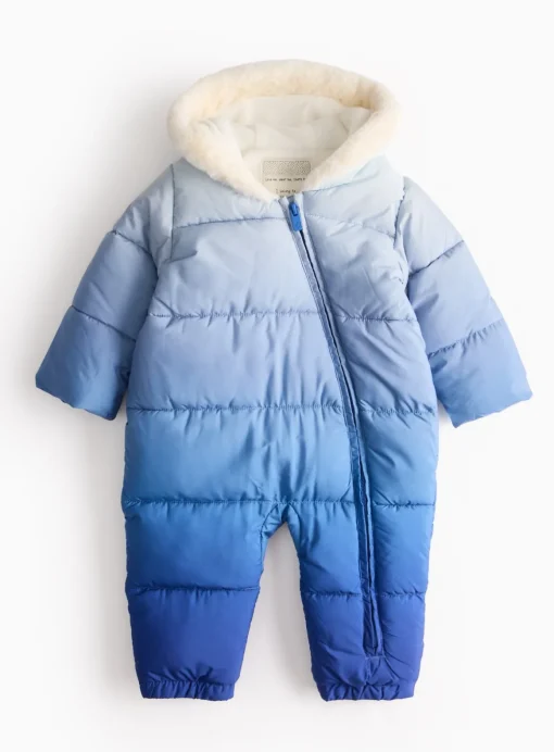 Blue Ombre Fleece Lined Padded Snowsuit 6-9 months