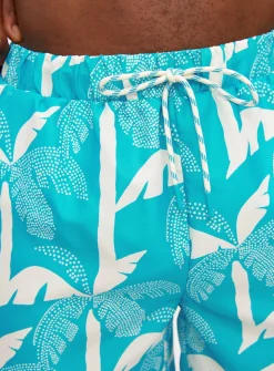 Blue Palm Print Swim Shorts XXL