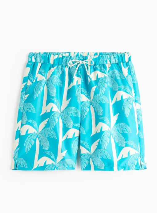 Blue Palm Print Swim Shorts XXL