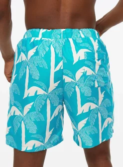 Blue Palm Print Swim Shorts XXL