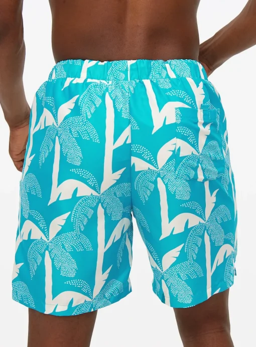 Blue Palm Print Swim Shorts XXL