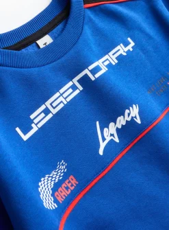 Blue Racing Graphic Sweatshirt 5 years