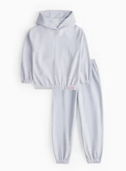 Blue Ribbed Hooded Pyjama Set 9-10 years