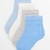 Blue Ribbed Socks 4 Pack 6-12 months
