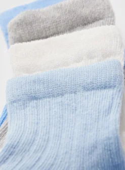 Blue Ribbed Socks 4 Pack 6-12 months