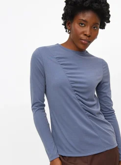 Blue Sandwash Draped Long Sleeve Top 16