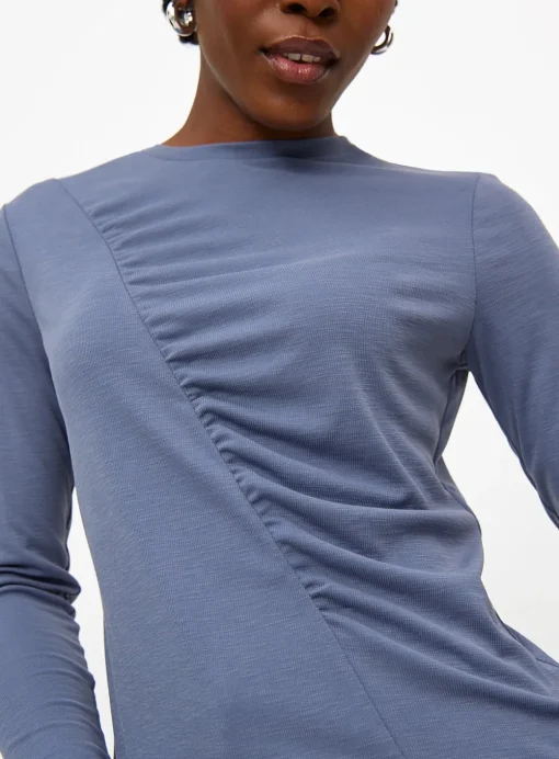 Blue Sandwash Draped Long Sleeve Top 16