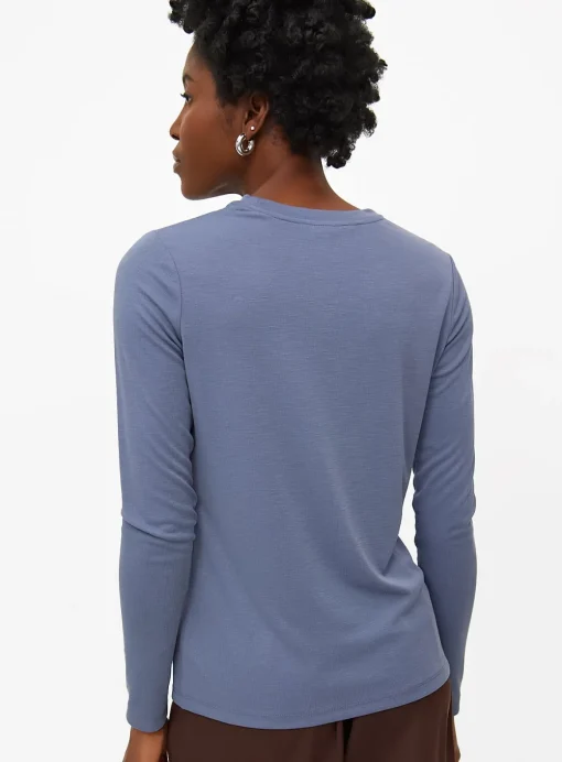 Blue Sandwash Draped Long Sleeve Top 16
