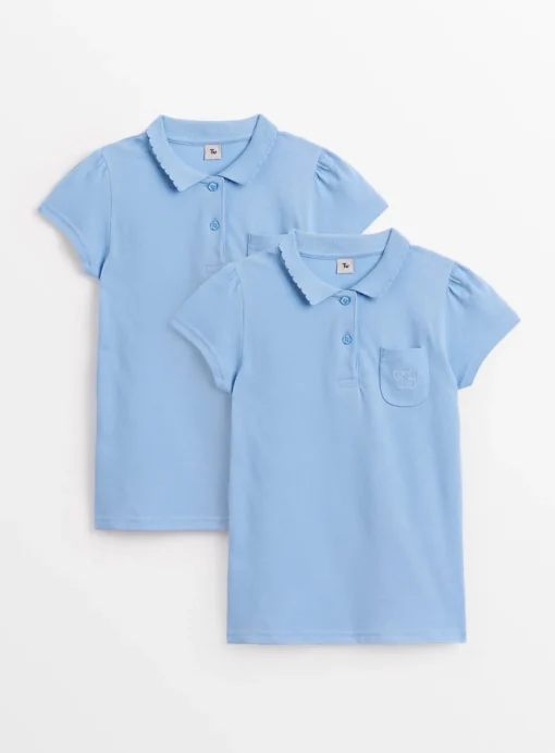 Blue Scalloped Collar Polo Top 2 Pack 7 years