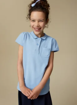 Blue Scalloped Collar Polo Top 2 Pack 7 years