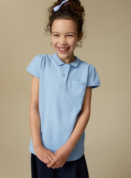 Blue Scalloped Collar Polo Top 2 Pack 7 years