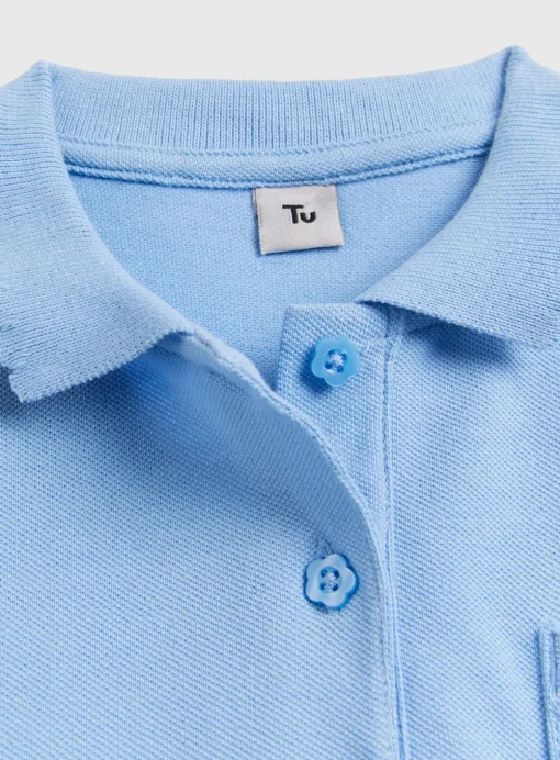 Blue Scalloped Collar Polo Top 2 Pack 7 years