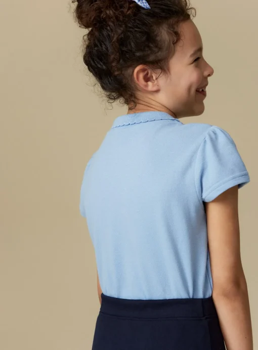 Blue Scalloped Collar Polo Top 2 Pack 7 years
