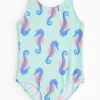 Blue Seahorse Printed Swimsuit 1.5-2 years