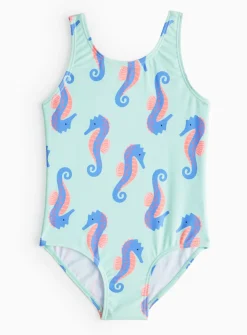 Blue Seahorse Printed Swimsuit 1.5-2 years