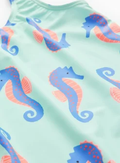 Blue Seahorse Printed Swimsuit 1.5-2 years