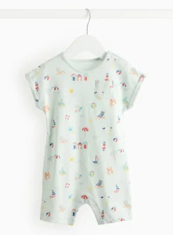 Blue Seaside Print Short Sleeve Romper 6-9 months