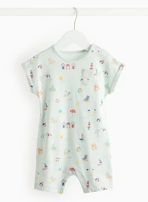 Blue Seaside Print Short Sleeve Romper 6-9 months
