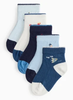 Blue Seaside Theme Socks 5 Pack 1-6 months