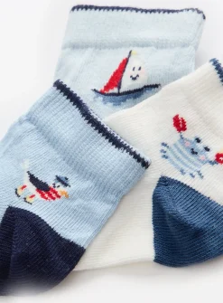Blue Seaside Theme Socks 5 Pack 1-6 months