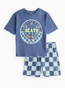 Blue Skate Chequered Print Pyjamas 5-6 years