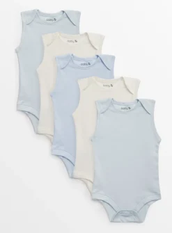Blue Sleeveless Bodysuits 5 Pack 6-9 months