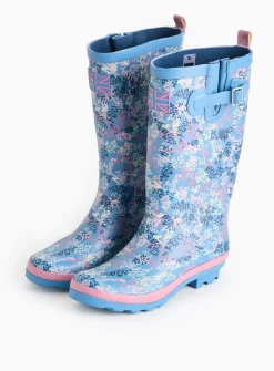 Blue Speckle Print Long Length Wellies 5