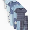 Blue Star & Stripe Print Pyjamas 5 Pack 1-2 years