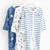 Blue Star & Stripe Sleepsuit 3 Pack Up to 3 mths