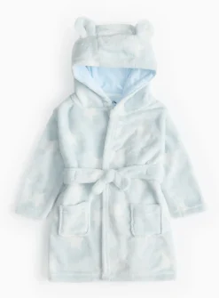 Blue Star Print Fleece Dressing Gown Up to 3 mths
