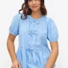 Blue Stripe Bow Front Blouse 18