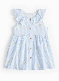 Blue Stripe Easter Duck Embroidered Dress 3-6 months